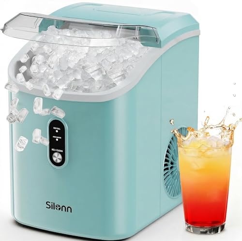 Silonn Nugget Ice Maker Countertop Chewable Pellet Ice Machine Self-Cleaning 36 lbs/Day Portable
