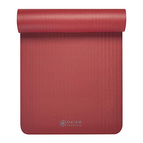 Gaiam Thick Yoga Mat Extra Cushioned NBR Foam Non-Slip Exercise Fitness Mat with Carrying Strap 72 x 24 Inch