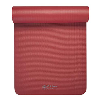 Gaiam Thick Yoga Mat Extra Cushioned NBR Foam Non-Slip Exercise Fitness Mat with Carrying Strap 72 x 24 Inch
