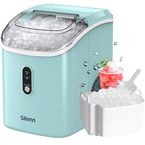 Silonn Nugget Ice Maker Countertop Chewable Pellet Ice Machine Self-Cleaning 36 lbs/Day Portable