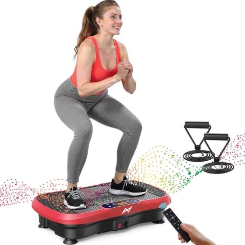 AXV Vibration Plate Exercise Machine 120 Speeds Remote Control Resistance Bands 400 lb Capacity