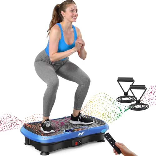 AXV Vibration Plate Exercise Machine 120 Speeds Remote Control Resistance Bands 400 lb Capacity