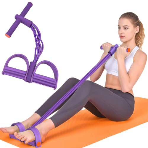 Hacole 6-Tube Pedal Resistance Band with Handles Natural Rubber Full Body Exercise Equipment for Abdomen Waist Arm Leg Pilates