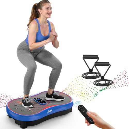 AXV Vibration Plate Exercise Machine 120 Speeds Remote Control Resistance Bands 400 lb Capacity