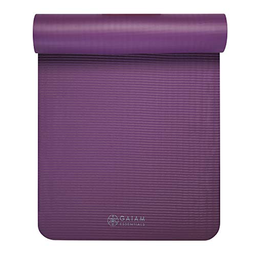 Gaiam Thick Yoga Mat Extra Cushioned NBR Foam Non-Slip Exercise Fitness Mat with Carrying Strap 72 x 24 Inch