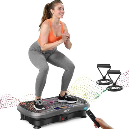 AXV Vibration Plate Exercise Machine 120 Speeds Remote Control Resistance Bands 400 lb Capacity