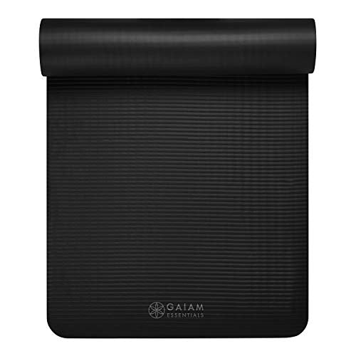 Gaiam Thick Yoga Mat Extra Cushioned NBR Foam Non-Slip Exercise Fitness Mat with Carrying Strap 72 x 24 Inch