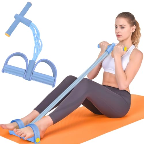 Hacole 6-Tube Pedal Resistance Band with Handles Natural Rubber Full Body Exercise Equipment for Abdomen Waist Arm Leg Pilates