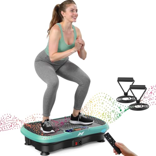 AXV Vibration Plate Exercise Machine 120 Speeds Remote Control Resistance Bands 400 lb Capacity