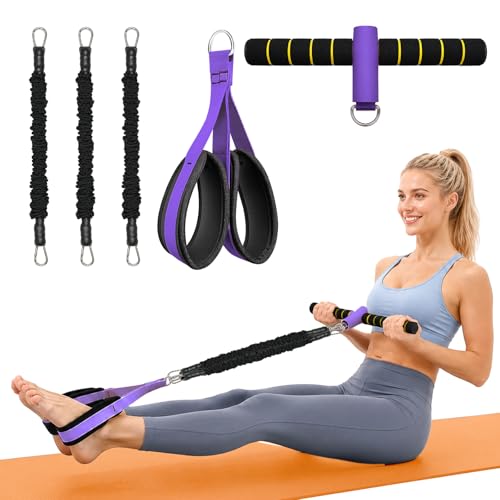 Hacole 6-Tube Pedal Resistance Band with Handles Natural Rubber Full Body Exercise Equipment for Abdomen Waist Arm Leg Pilates