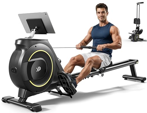 YPOO Magnetic Rowing Machine Foldable 350 lb Capacity 16-Level Silent Resistance Full-Body Cardio Home Gym RM930