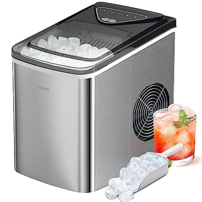 Silonn Nugget Ice Maker Countertop Chewable Pellet Ice Machine Self-Cleaning 36 lbs/Day Portable
