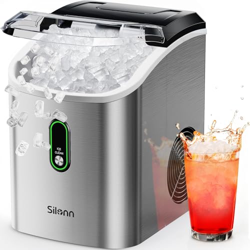 Silonn Nugget Ice Maker Countertop Chewable Pellet Ice Machine Self-Cleaning 36 lbs/Day Portable