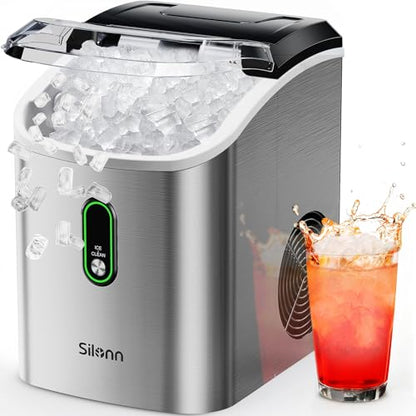 Silonn Nugget Ice Maker Countertop Chewable Pellet Ice Machine Self-Cleaning 36 lbs/Day Portable