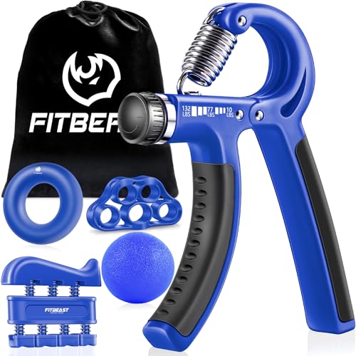 FitBeast Grip Strengthener Forearm Hand Grips Kit 5 Pack Adjustable Resistance 10-132 lbs