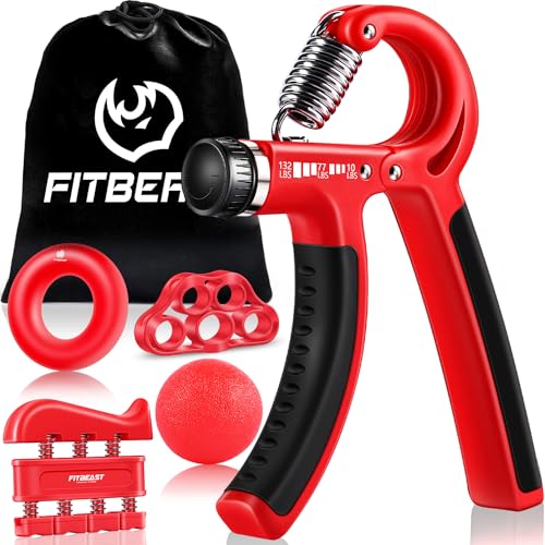 FitBeast Grip Strengthener Forearm Hand Grips Kit 5 Pack Adjustable Resistance 10-132 lbs