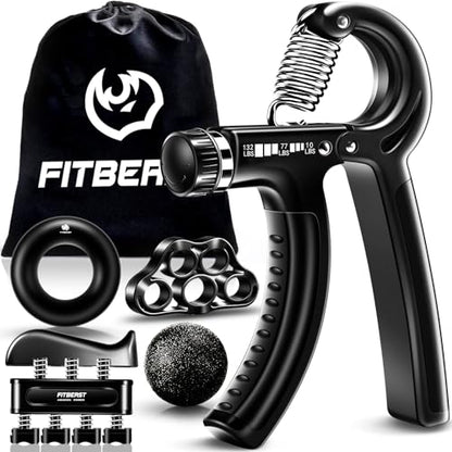 FitBeast Grip Strengthener Forearm Hand Grips Kit 5 Pack Adjustable Resistance 10-132 lbs