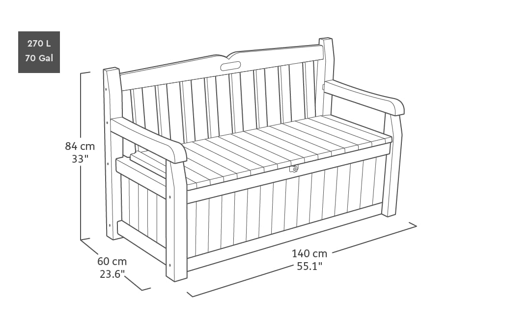 Eden Bench 265L Outdoor 60% recycled Garden Furniture Storage Box