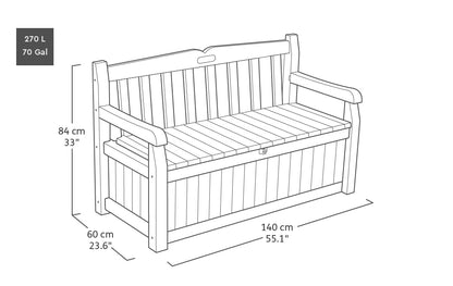 Eden Bench 265L Outdoor 60% recycled Garden Furniture Storage Box