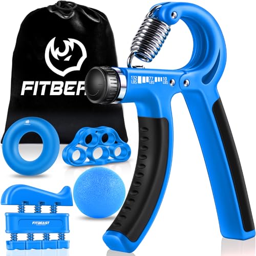 FitBeast Grip Strengthener Forearm Hand Grips Kit 5 Pack Adjustable Resistance 10-132 lbs