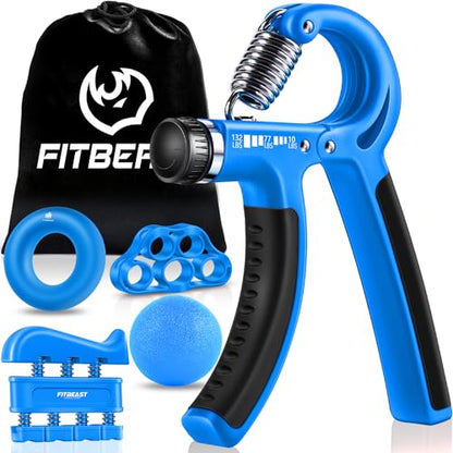 FitBeast Grip Strengthener Forearm Hand Grips Kit 5 Pack Adjustable Resistance 10-132 lbs