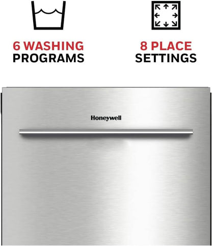 Honeywell 18-Inch Dishwasher 8 Place Settings 6 Wash Programs Stainless Steel Tub Energy Star