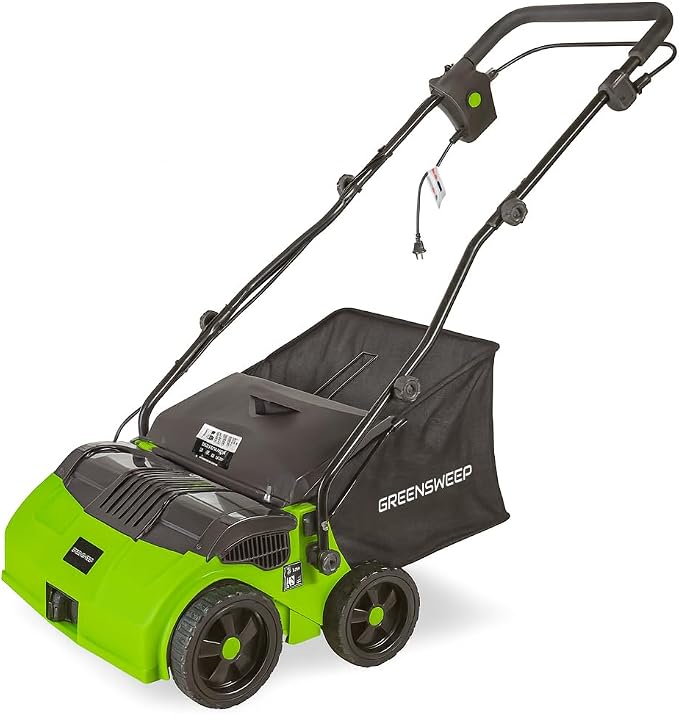 RGS Living GreenSweep V2 Artificial Grass Electric Sweeper Rake Vacuum 45L Collection Bag 5 Adjustable Heights Foldable Handle Extra Brush