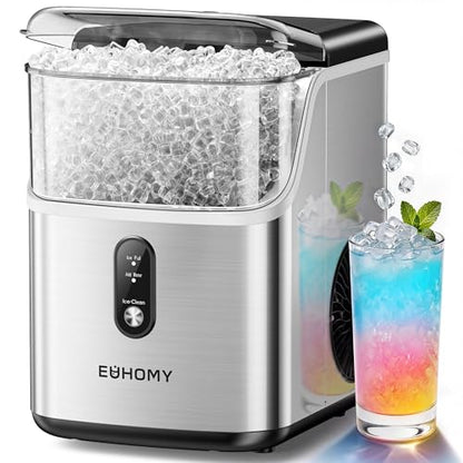 EUHOMY Nugget Ice Maker Countertop Chewable Pellet Ice Machine Self-Cleaning 35 lbs/Day Portable