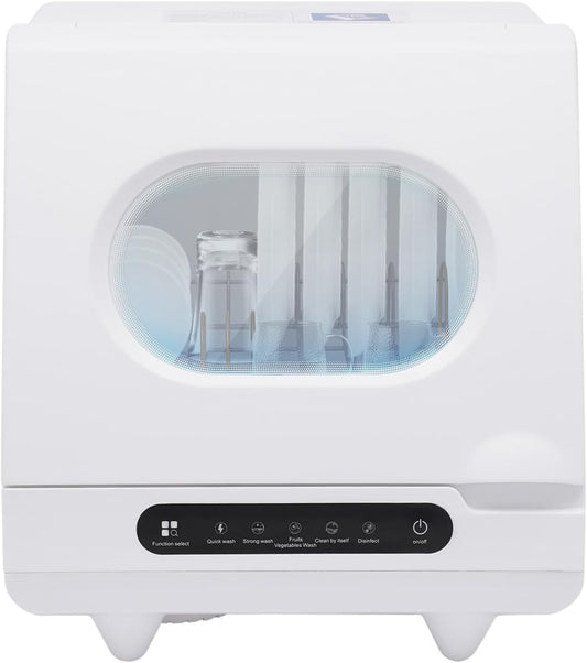 KUMOYOU Mini Portable Countertop Dishwasher 5 Wash Programs 162°F High-Temp 6 Place Settings White QQ#821