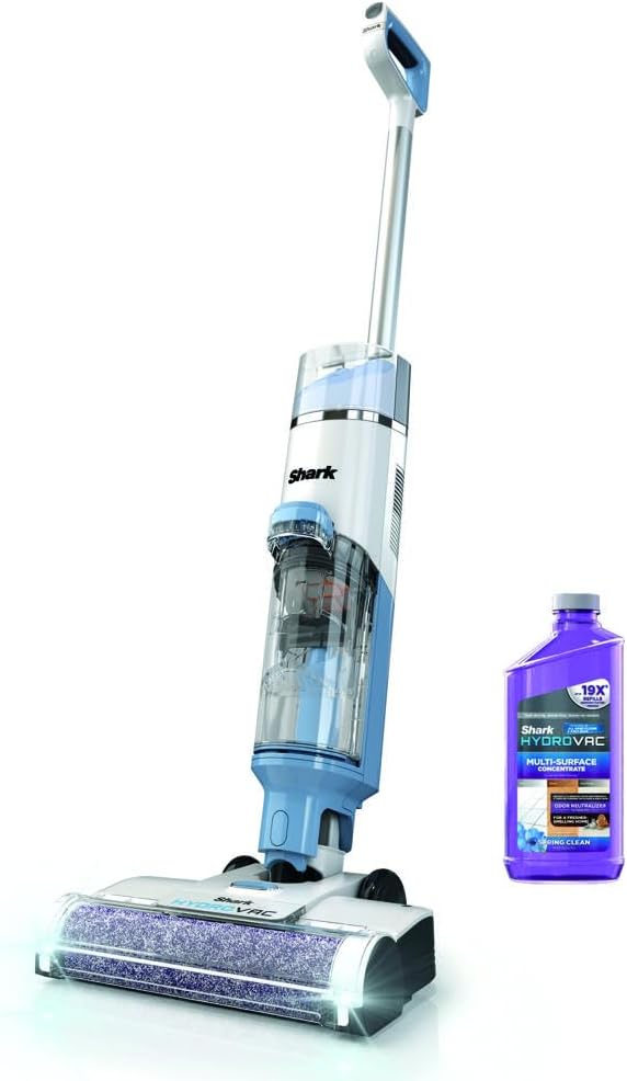Shark HydroVac Cordless Pro XL 3-in-1 Vacuum Mop Self-Cleaning System Antimicrobial Brushroll Multi-Surface Hardwood Tile Area Rugs Blue WD201
