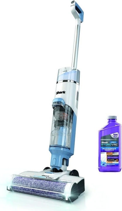 Shark HydroVac Cordless Pro XL 3-in-1 Vacuum Mop Self-Cleaning System Antimicrobial Brushroll Multi-Surface Hardwood Tile Area Rugs Blue WD201
