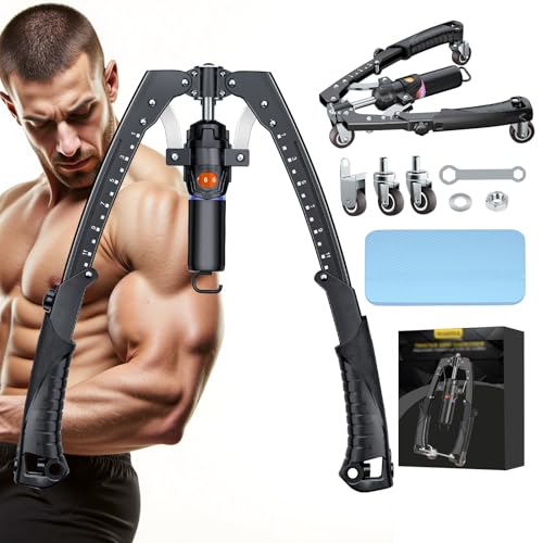 Hydraulic Twister Arm Trainer 22-440 lbs Adjustable 3-in-1 Chest Workout Equipment with Ab Roller