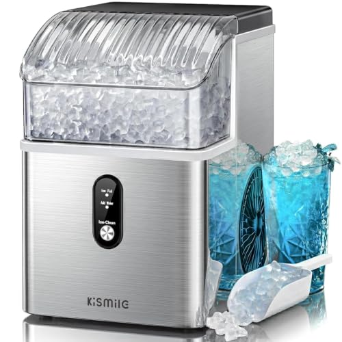 Kismile Nugget Ice Maker Countertop Chewable Pellet Ice Machine Self-Cleaning 35 lbs/Day Portable