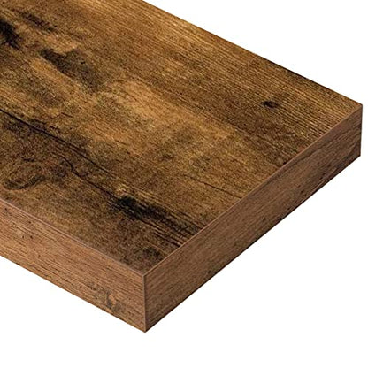 QEEIG Farmhouse Floating Shelves Wall Mounted 15.7 in Set of 2 Engineered Wood Rustic Brown 008-40BN