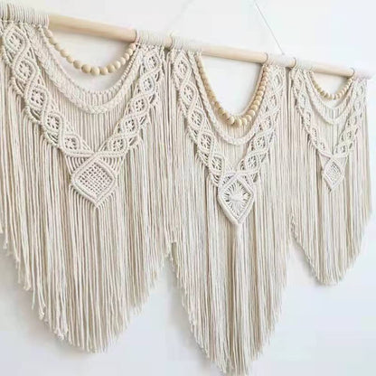 Large Macrame Wall Hanging – 43" x 32", Boho Wood Bead