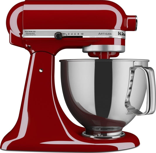 KitchenAid Artisan 5 Qt Tilt-Head Stand Mixer 325W 10-Speed with Flat Beater Dough Hook Wire Whip Pouring Shield 23 lb KSM150PS