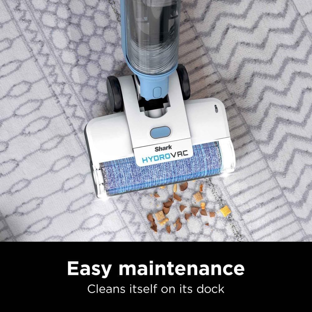 Shark HydroVac Cordless Pro XL 3-in-1 Vacuum Mop Self-Cleaning System Antimicrobial Brushroll Multi-Surface Hardwood Tile Area Rugs Blue WD201