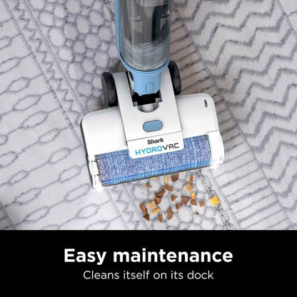 Shark HydroVac Cordless Pro XL 3-in-1 Vacuum Mop Self-Cleaning System Antimicrobial Brushroll Multi-Surface Hardwood Tile Area Rugs Blue WD201