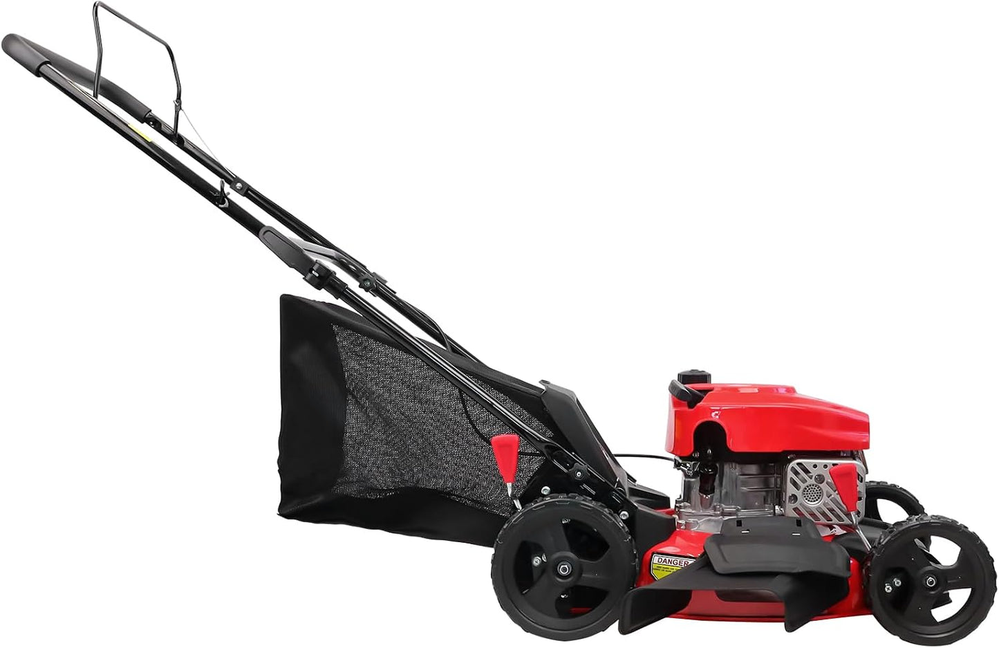 PowerSmart EasyCut 18-Inch 144cc Gas Push Lawn Mower 4-Cycle OHV Engine 3-in-1 Mulching Bagging Side Discharge Steel Deck 6-Position Height Adjustment Red DB8618P