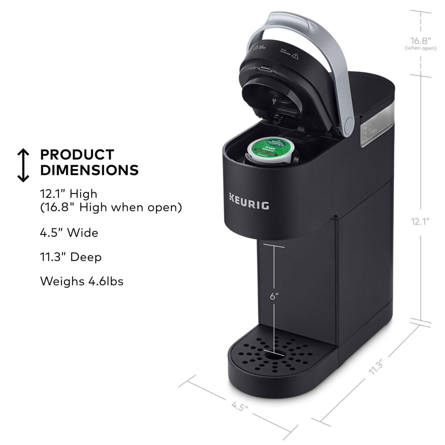 K-Mini Single Serve K-Cup Pod Coffee Maker, 6 to 12oz Brew size