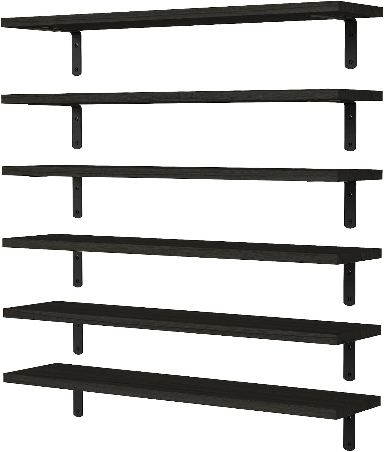 WOPITUES Floating Shelves Set of 6 Wall Mounted Wood Farmhouse Shelf 16.5 Inch Rustic Brown HM011A