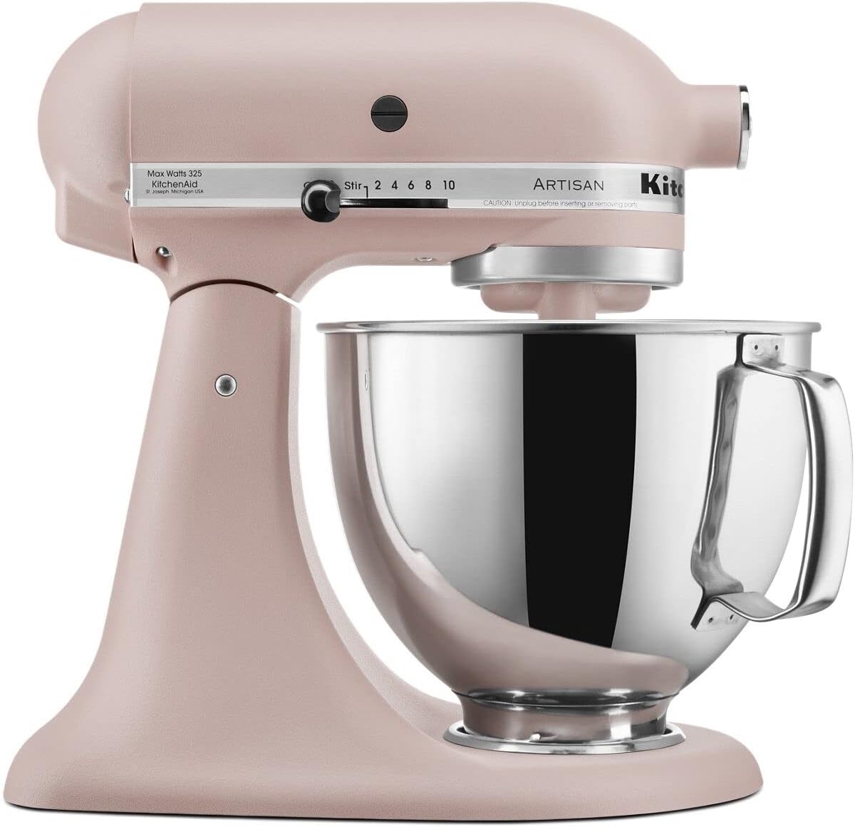 KitchenAid Artisan 5 Qt Tilt-Head Stand Mixer 325W 10-Speed with Flat Beater Dough Hook Wire Whip Pouring Shield 23 lb KSM150PS
