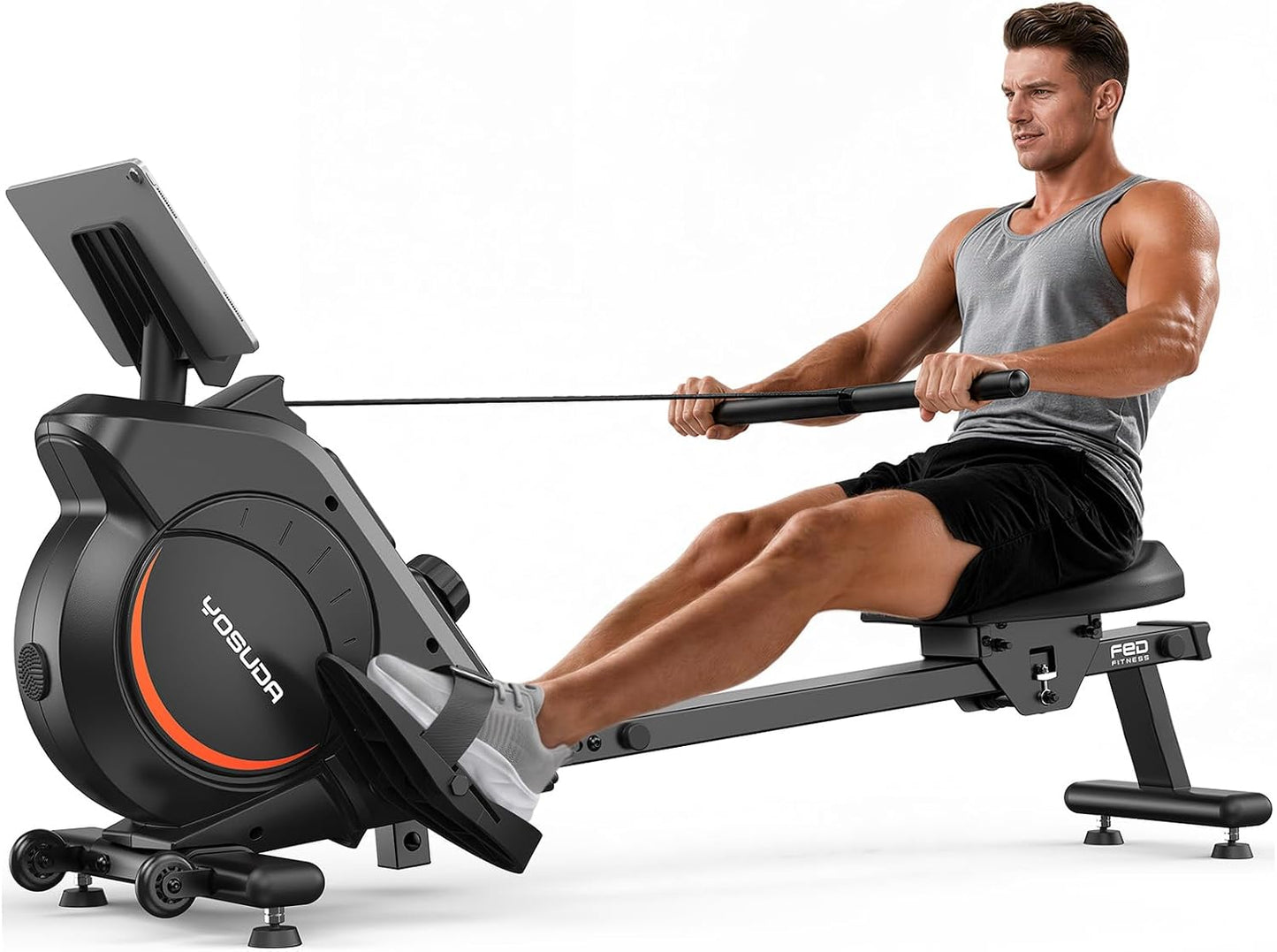 YOSUDA Magnetic Rowing Machine 16-Level Resistance Bluetooth App LCD Monitor 350 lb Capacity