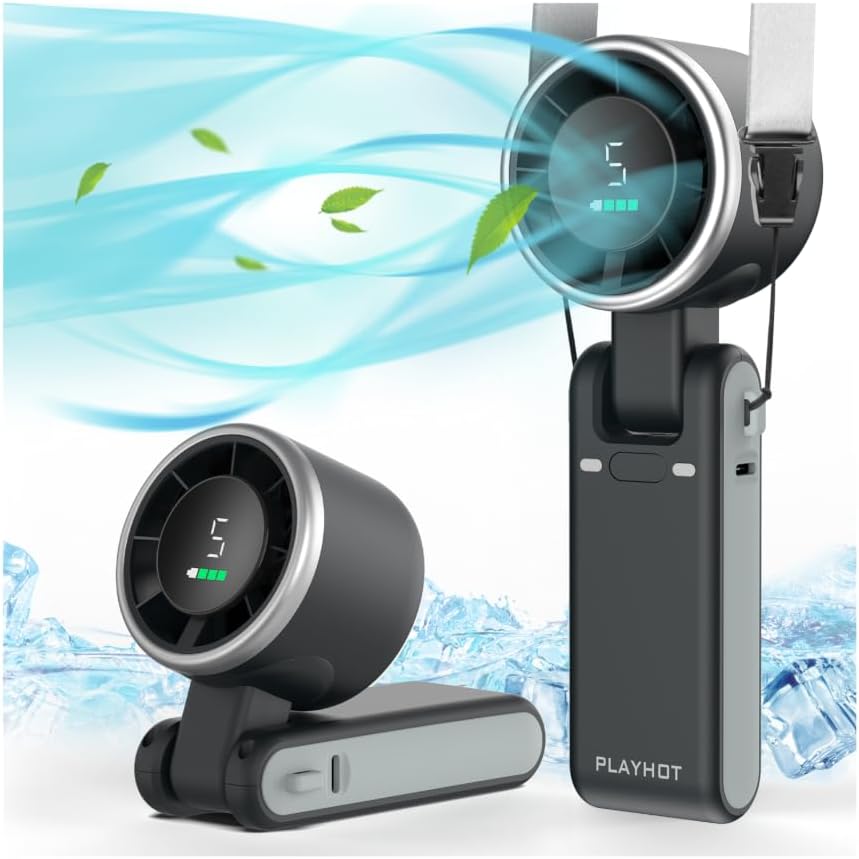Portable Handheld Turbo Fan 5-Speed Rechargeable Foldable