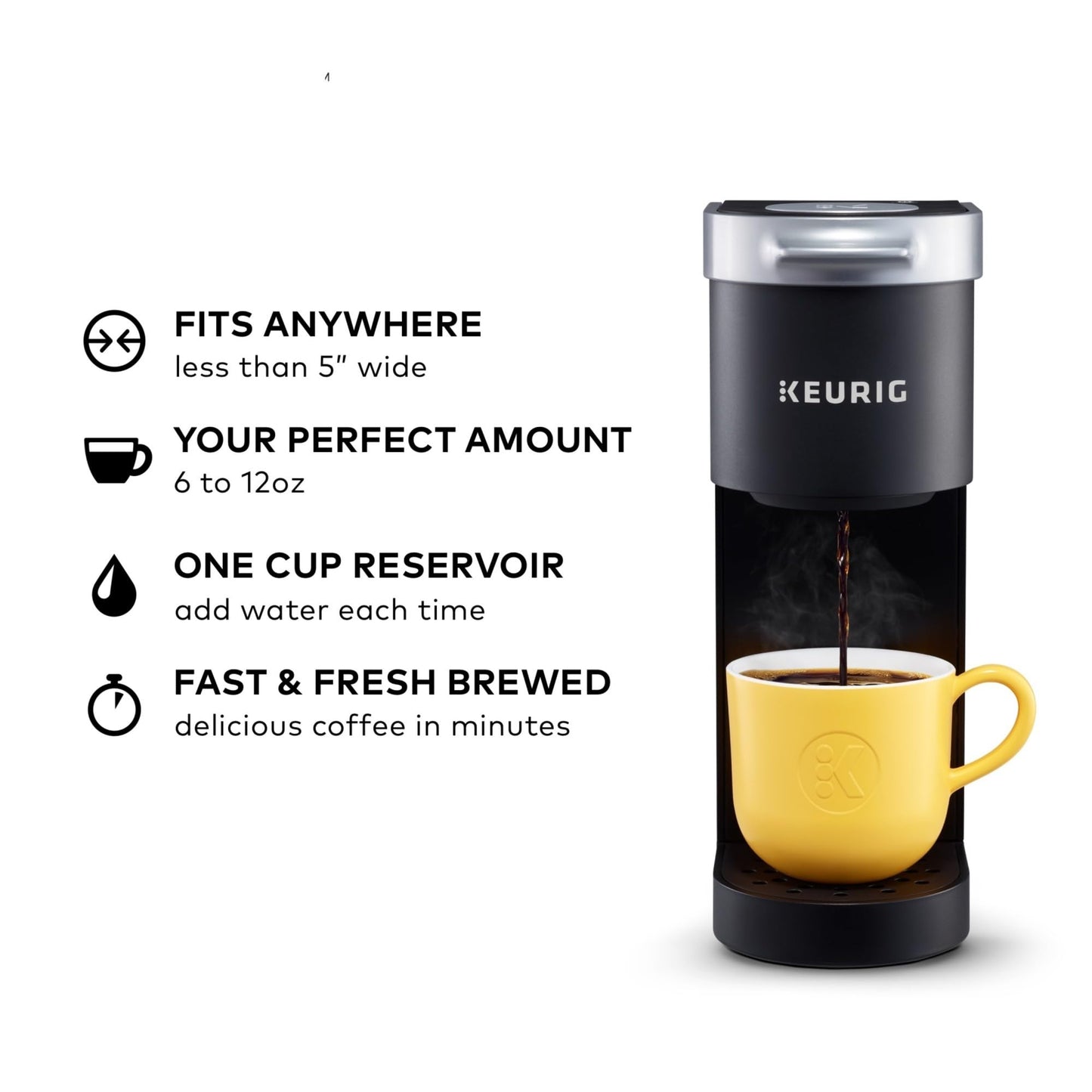 K-Mini Single Serve K-Cup Pod Coffee Maker, 6 to 12oz Brew size