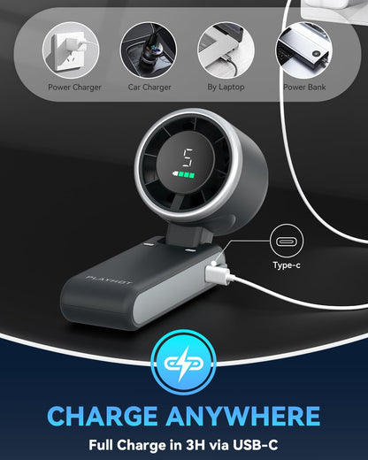 Portable Handheld Turbo Fan 5-Speed Rechargeable Foldable