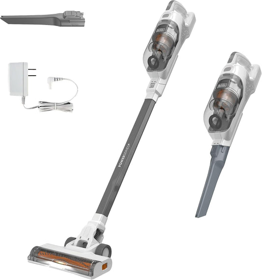 BLACK+DECKER POWERSERIES+ Cordless Stick Vacuum Cleaner LED Floor Lights Bagless Lightweight Up to 44-Min Runtime 0.6 lb Dust Capacity Gray BHFEA520J