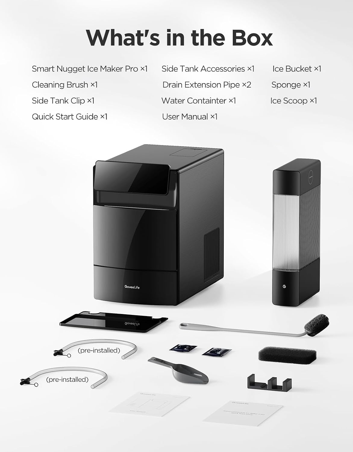 GoveeLife Smart Nugget Ice Maker Pro 60 lbs/Day 6-Minute Ice 40dB Ultra-Quiet App Control Self-Cleaning