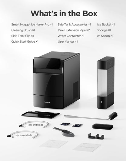 GoveeLife Smart Nugget Ice Maker Pro 60 lbs/Day 6-Minute Ice 40dB Ultra-Quiet App Control Self-Cleaning