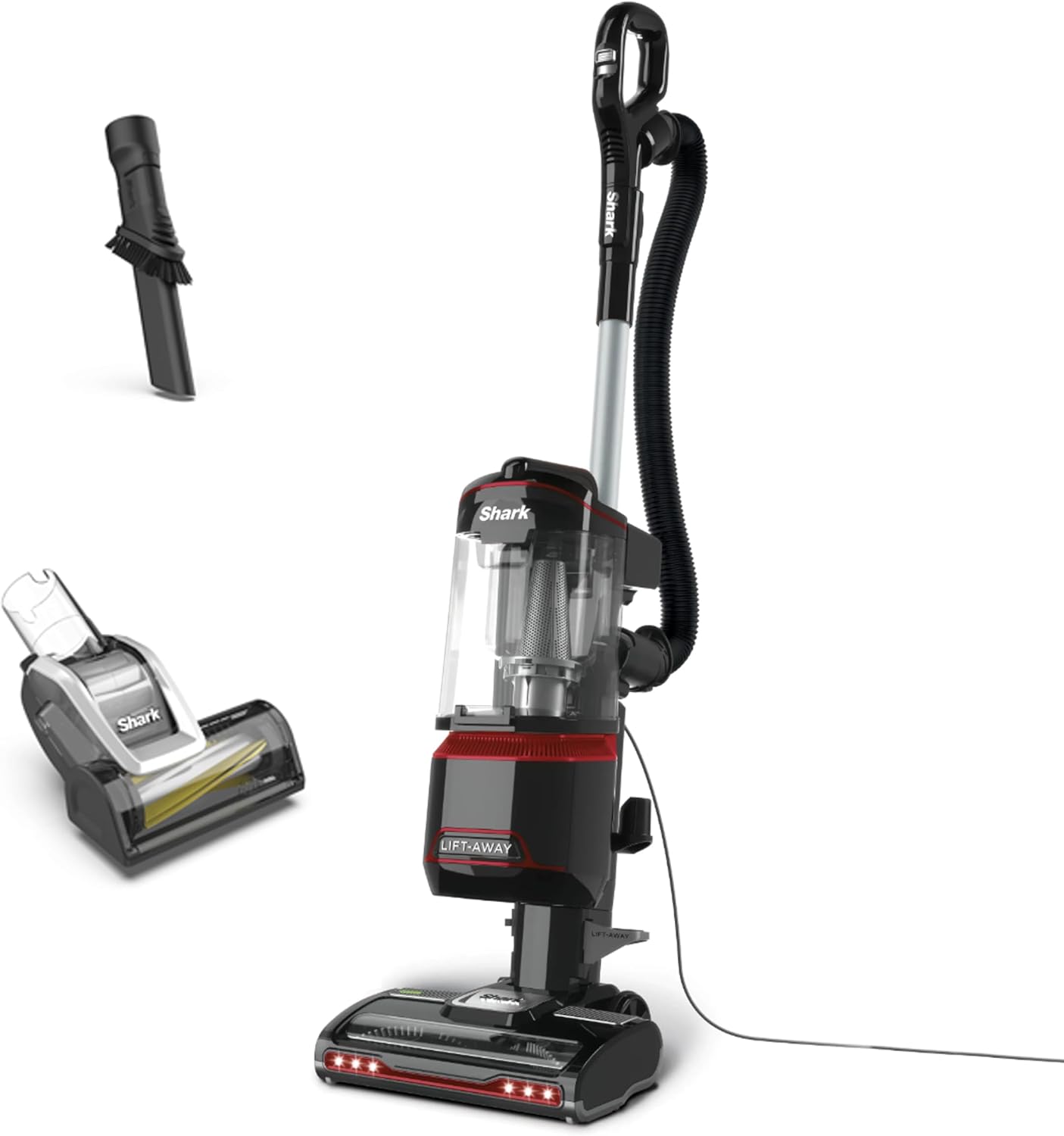 Shark NV602UKT Lift-Away Upright Vacuum Cleaner Anti-Allergen LED Headlights 1.1 L 8m Cord 750W 15.4 lb Red/Black